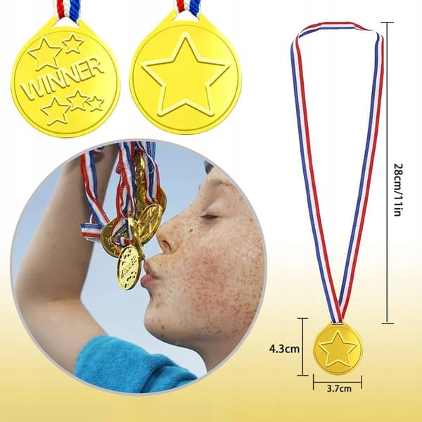 GULD MEDALJ för barn Lärare med band 1st Årsavslutning TÄVLING