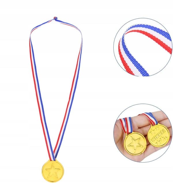 GULD MEDALJ för barn Lärare med band 1st Årsavslutning TÄVLING