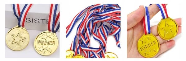 GULD MEDALJ för barn Lärare med band 1st Årsavslutning TÄVLING