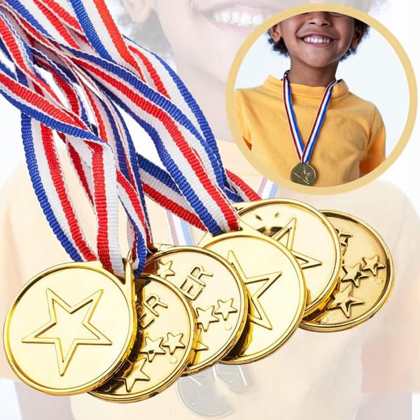 GULD MEDALJ för barn Lärare med band 1st Årsavslutning TÄVLING