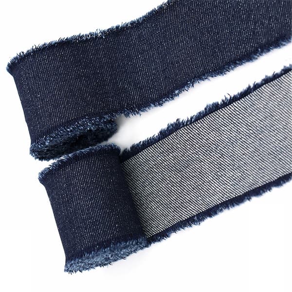 INF Denim frynsegrense med vevd tape - mørk denim, 4 cm bred (1,5 meter)