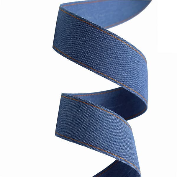 INF Denimvevbrikke med gul midtlinje - 2,5 cm bred