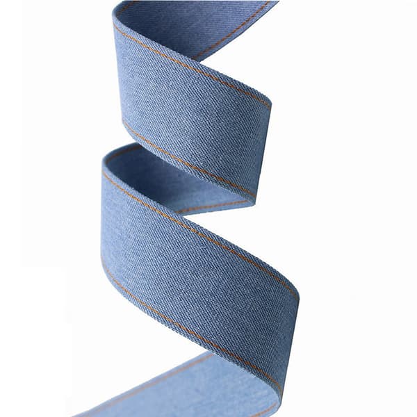 INF Denimvev med gule sømmer - lyseblå, 2,5 cm bred