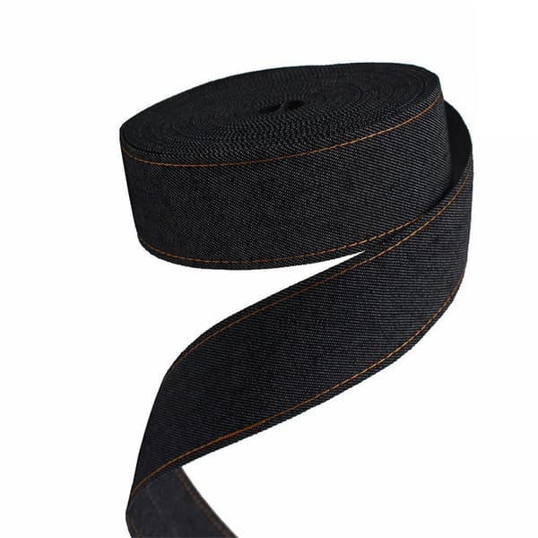 INF Svart denimvev med gul linje - 4 cm bred
