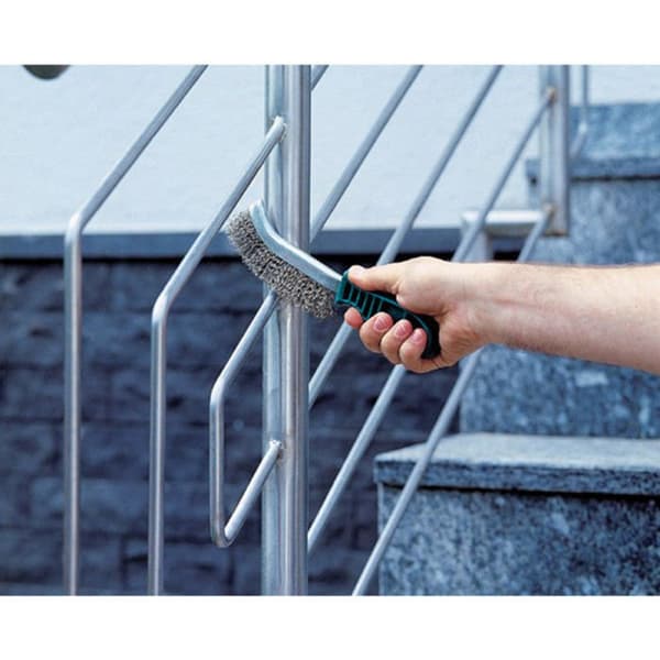 Set med 3 ergonomiska handborstar - WOLFCRAFT - Ståltrådar - 125 mm - Grå