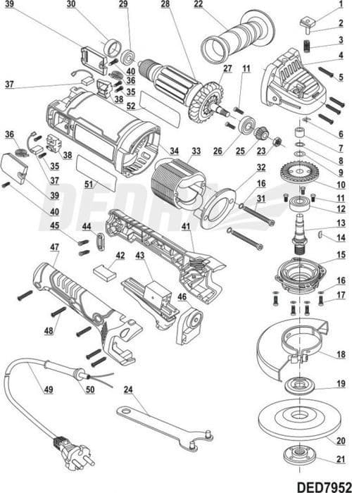 Handhållen abrasiv borste - metallborste Dedra - XDED7952.37 - Elektrographitborstar 2 st.