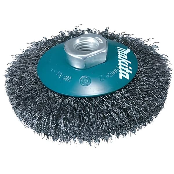 Konisk borste med vågiga ståltrådar för 115 mm slipmaskiner - MAKITA - D-39849 - Grå