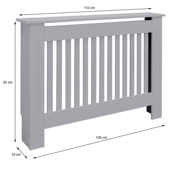 ML Design Radiator Cover Country Style 112x19x82cm, Grå, MDF Lackerad, För sovrum, Vardagsrum