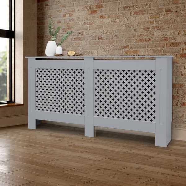 ML Design Radiator Trim med Honeycomb Pattern 152x19X82cm Grå Tillverkad av MDF Lackerad Till Sovrum Vardagsrum