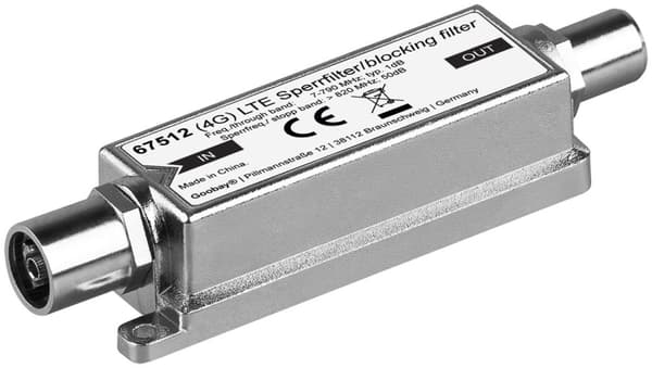 LTE/4G blokkeringsfilter, koaksial hann - koaksial hunn