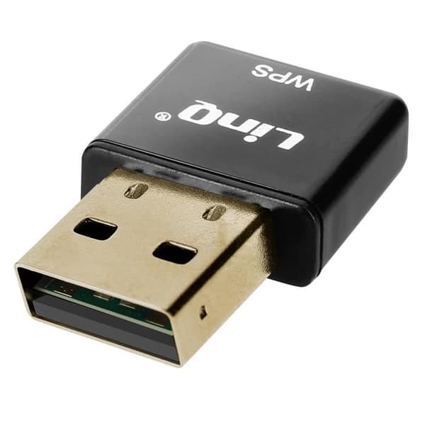 USB WiFi-dongel 300 Mbps nätverksadapter LinQ Ultra-kompakt WPS-knapp Svart