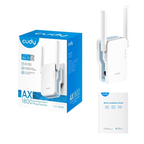 Wireless Range Extender Cudy RE1200, 2.4/5 GHz, 300 - 867 Mbps, 10/100