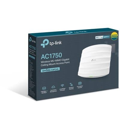 TP-Link EAP245 AC1750 Wireless Dual Band Gigabit Ceiling Mount Access Point, 450Mbps at 2.4GHz + 1300Mbps at 5GHz, 1 x G LAN,802.3at PoE Supp., Centra
