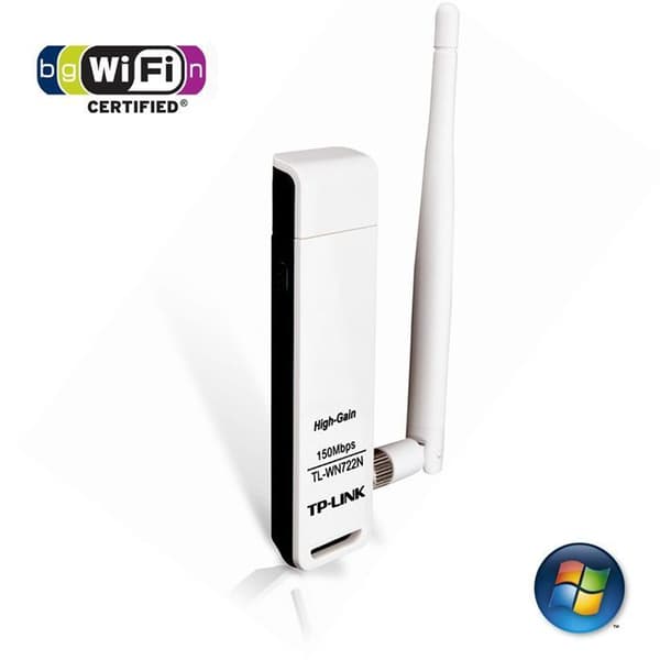 TP-LINK 150 Mbps High Gain USB WiFi USB-dongel -WN722N Svart, Vit