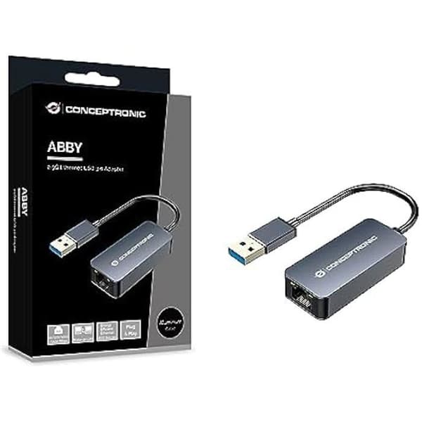 Conceptronic ABBY12G 2.5G Ethernet USB 3.0 Wake-on LAN-adapter kompatibel med Nintendo Switch