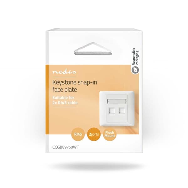 Nedis Network Keystone Face Plate | Ansiktsplate RJ45 | 2-Port port(s) | ABS | Hvit | Boks