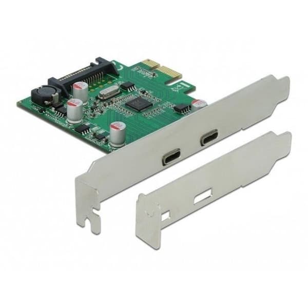 DeLOCK PCI Express x1-kort till 2 x extern SuperSpeed USB (USB 3.2 Gen 1) USB Typ-C honkort och adapter