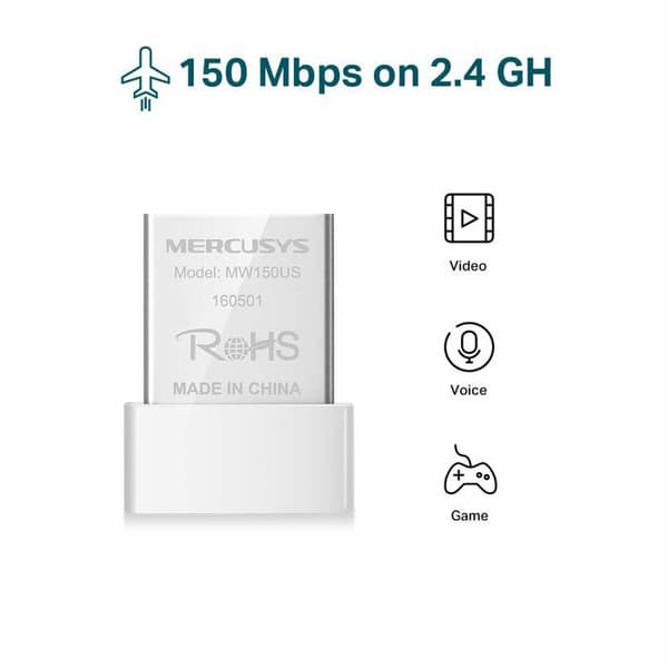 Nano N150 WiFi Key - MERCUSYS - MW150US - USB 2.0 - 2.4 GHz - Enkel installation