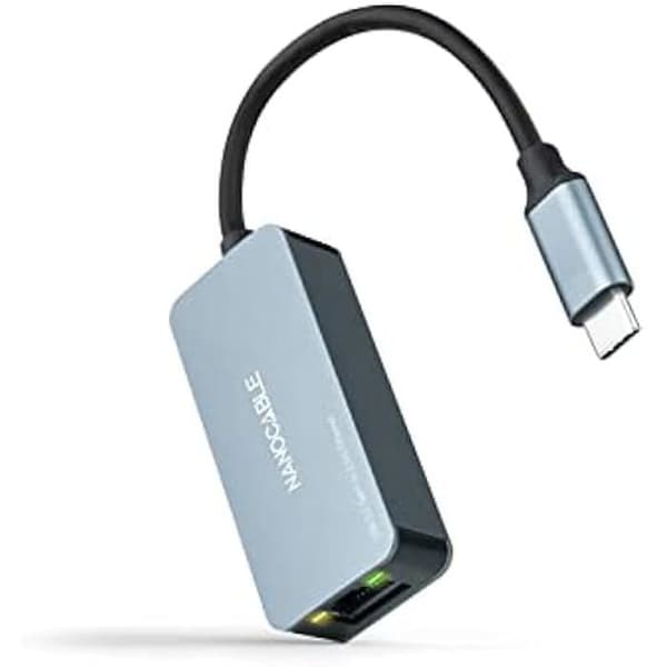 NANOCABLE 10.03.0410 - USB-C 3.2 GEN1 till 2.5G Ethernet-omvandlare, USB-C 3.2 GEN1 till 2.5G Ethernet-adapter, fodral