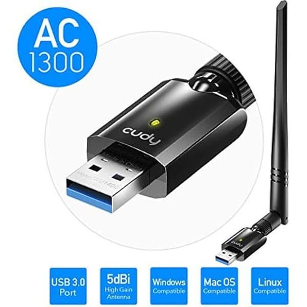 Wi-Fi-adapter - CUDY - WU1400 - 1300 Mbps - USB - Hög förstärkning