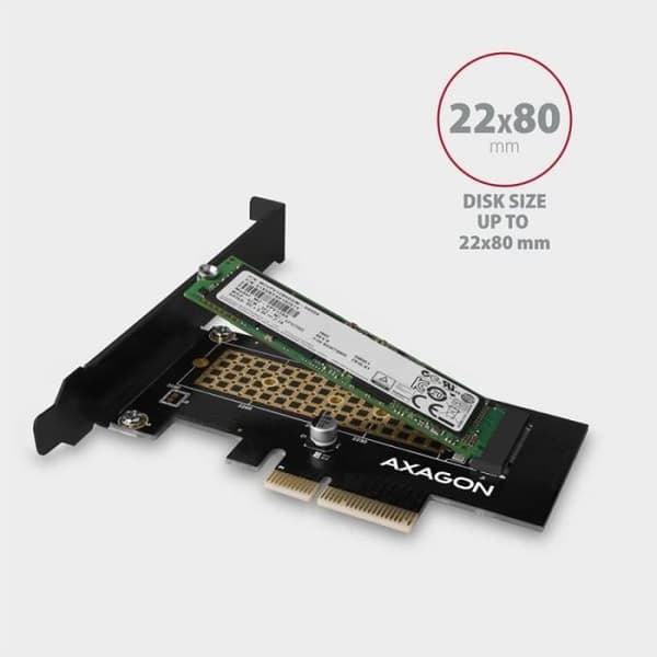 AXAGON ECO PCEM2-N PCIE NVME M.2 Adapter PCI-Express x4 Intern Adapter för anslutning av NVMe M.2 SSD på
