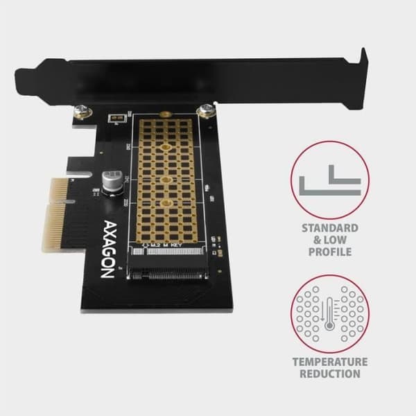 AXAGON ECO PCEM2-N PCIE NVME M.2 Adapter PCI-Express x4 Intern Adapter för anslutning av NVMe M.2 SSD på