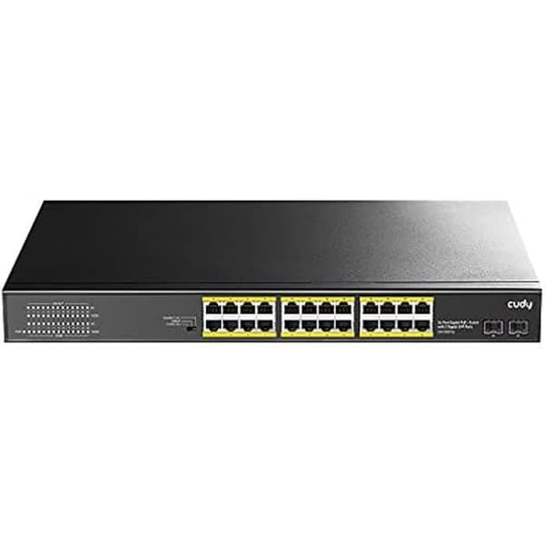 Switch - CUDY - GS1028PS2 - 24 Gigabit PoE+-portar 300W - 2 SFP-portar - Gigabit Ethernet Svart