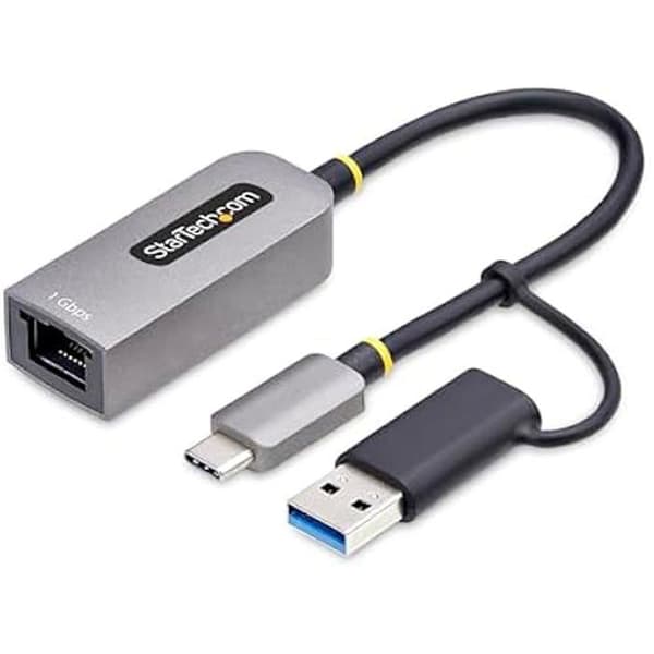 StarTech.com USB-C till Ethernet-adapter med USB-A dongle, 10/100/1000Mbps, USB 3.0 till Ethernet-nätverksadapter
