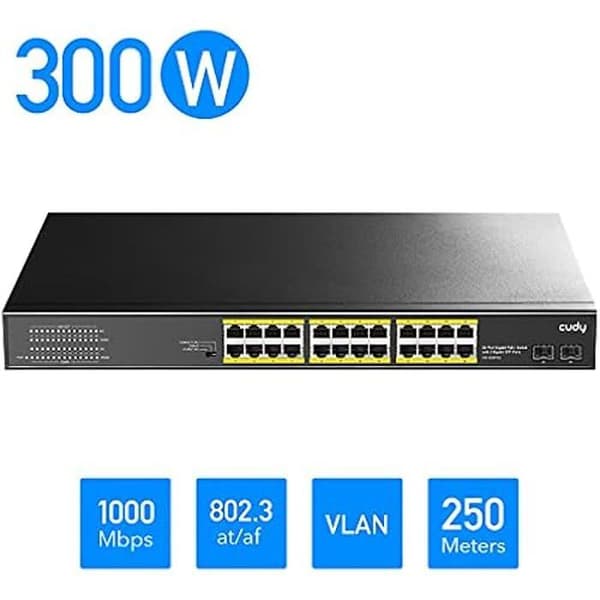 Switch - CUDY - GS1028PS2 - 24 Gigabit PoE+-portar 300W - 2 SFP-portar - Gigabit Ethernet