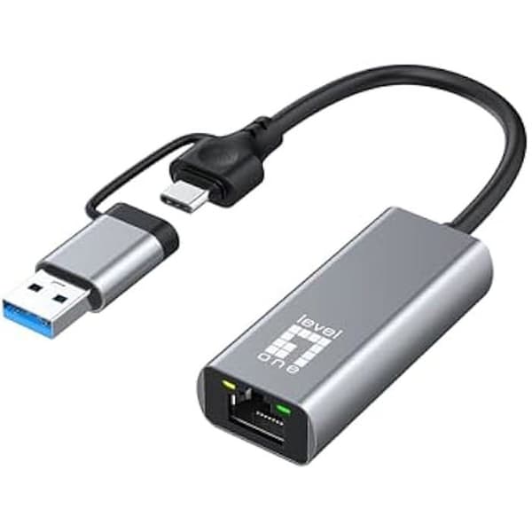 LevelOne USB-0423 2,5 Gigabit Ethernet 2-i-1 USB-C/A nätverksadapter