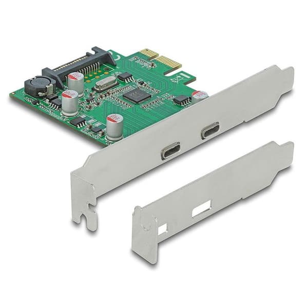 DeLOCK PCI Express x1-kort till 2 x extern SuperSpeed USB (USB 3.2 Gen 1) USB Typ-C honkort och adapter