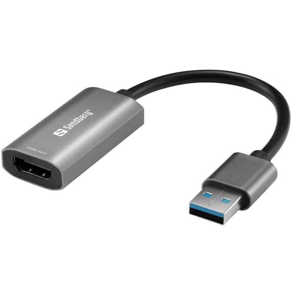 USB-grafikadapter - SANDBERG - 134-19 - 4K HDMI-ingång - Chat och streaming kompatibel Grå