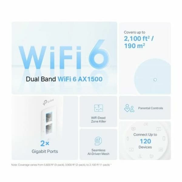 Repeater WiFi + Router + Anslutningspunkt OR: Signalförstärkare WiFi + Router + Anslutningspunkt TP-Link DECO X10(3-PACK) Vit