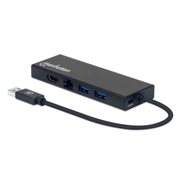 Manhattan SuperSpeed USB Dual Monitor Multiport Adapter - Dockningsstation - USB-C 3.2 Gen 1 - VGA, HDMI - GigE - 152846