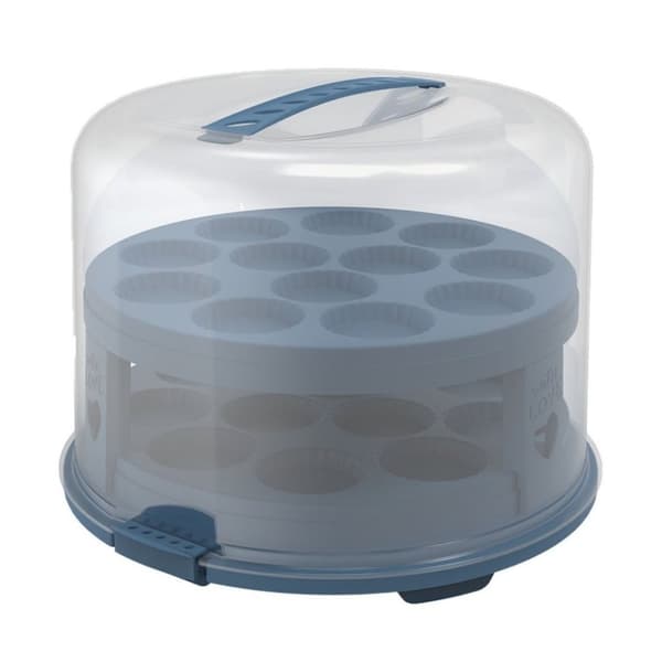 Rotho Fresh Cake Box XL + Cupcake-hållare 35,5x34,5x26 cm Horizon Blue/Transparent