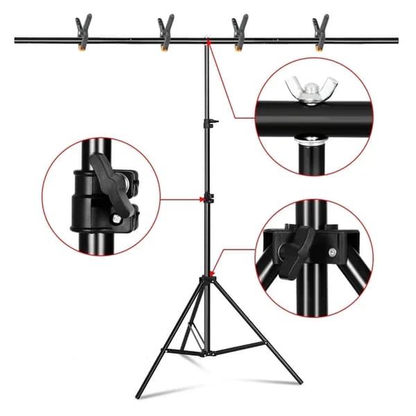 Fotografi baggrundsstøtte, T-formet design, Chroma Key grøn skærm support, 200x260CM, Nyt Baggrundstativ
