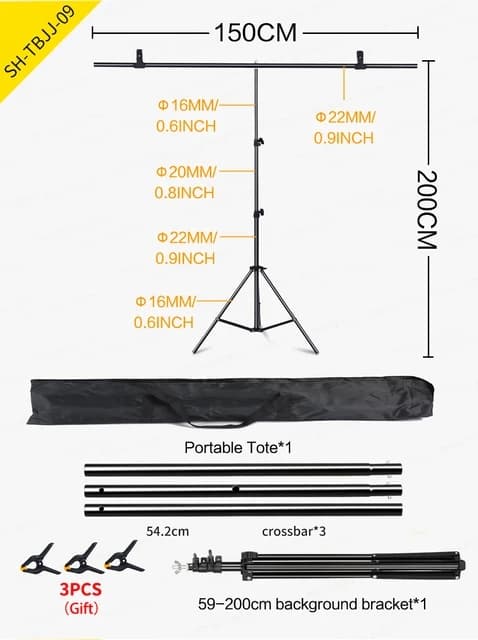Tripod-teline, vihreän kankaan tuki, yksivärinen kehys, 2X2M