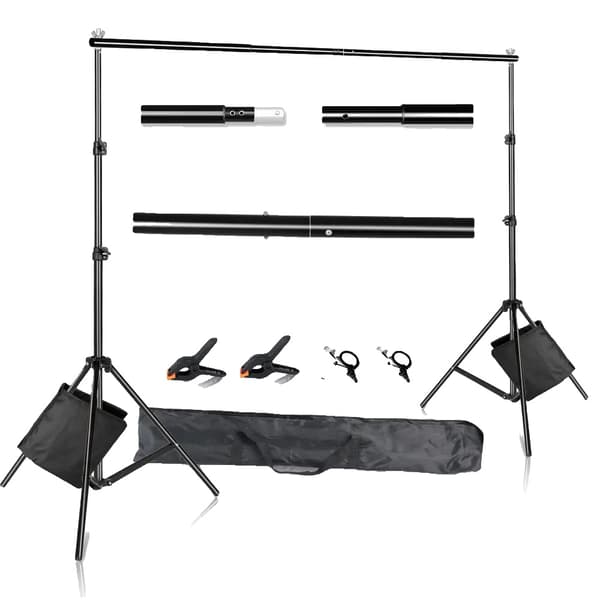 Fotobakgrund Stativ, Justerbar Höjd Upp till 200cm, Stödjer 3KG Vikt,Ny lägg till Sandsäck, 2,6Mx3M