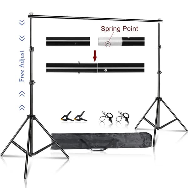 Fotovideo-studio bakgrundsställ, justerbart teleskopiskt system, medföljande bärväska., 2,6x3M, Ny Regular