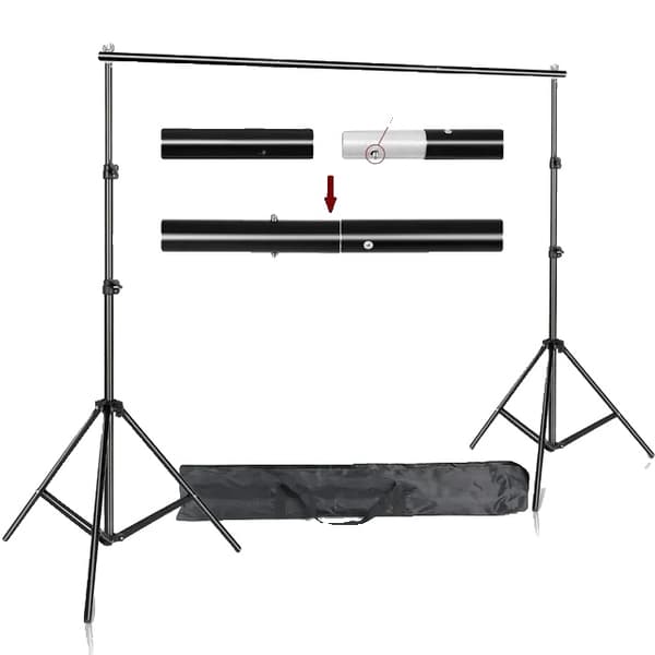 Fotobakgrundstativ, stödsystem, bärbar väska, 2,6x3M, ingen sandsäck