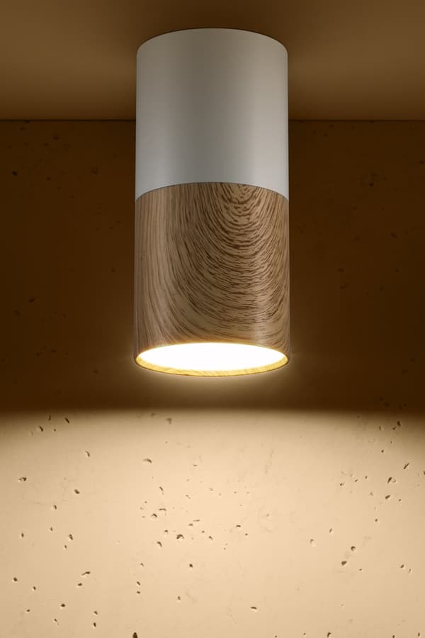 RØR LOFTSLAMPE 1X50W GU10 TRÆ + HVID DIA. 5,8 cm