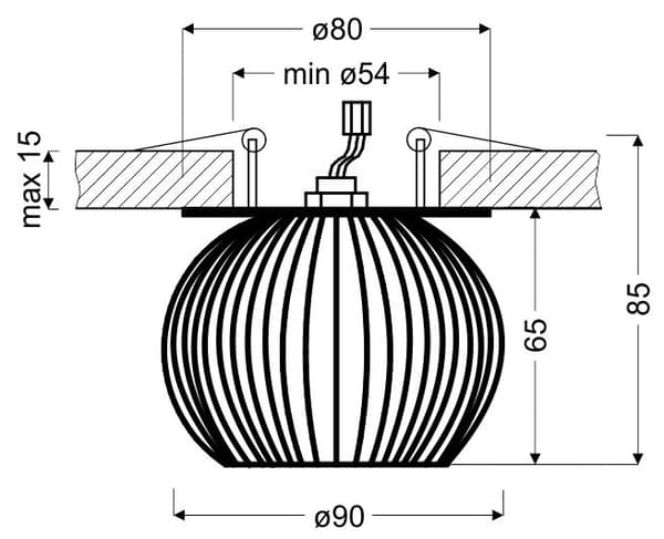 SK-93 G G9 40W 230V GULD ögla taklampa.