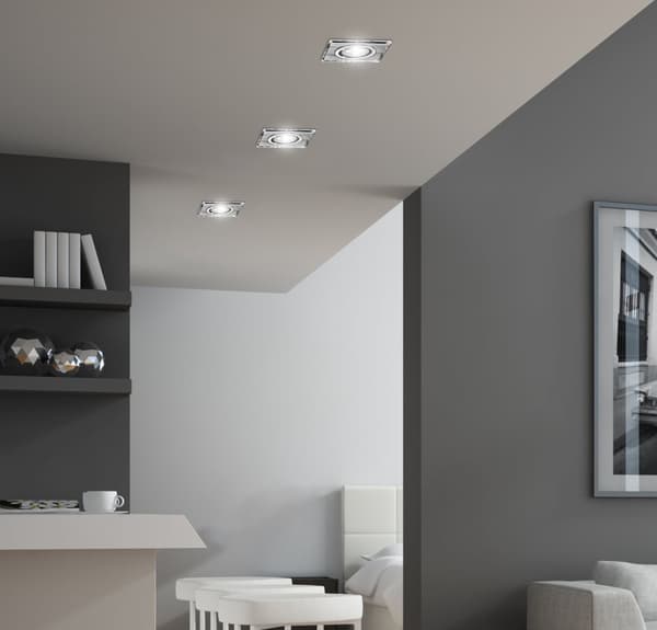 SS-22 CH/TR+WH GU10 50W+LED SMD 2 1W HVID 230V KROM loftsøjle loftslampe. LOFT. MASSIV KVADRAT TRANSPARENT GLAS