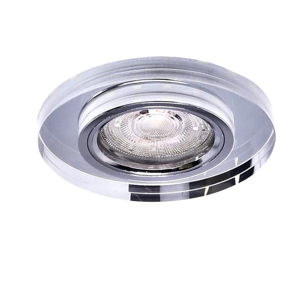 SS-23 CH/TR+WH GU10 50W+LED SMD 230V VIT 2 1W KROM takögla taklampa FAST RUND TRANSPARENT GLAS