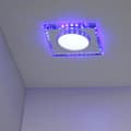 Miniatyrbillede 2 af 5: SSP-22 CH/TR+BL 8W LED 230V RING LED BLÅ loftsøjle loftslampe FAST KVADRAT TRANSPARENT GLAS