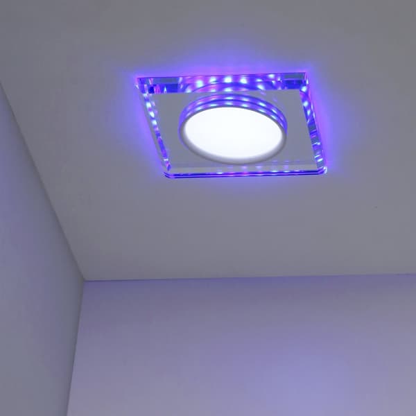 SSP-22 CH/TR+BL 8W LED 230V RING LED BLÅ loftsøjle loftslampe FAST KVADRAT TRANSPARENT GLAS