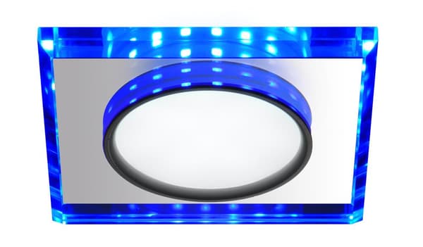 SSP-22 CH/TR+BL 8W LED 230V RING LED BLÅ loftsøjle loftslampe FAST KVADRAT TRANSPARENT GLAS