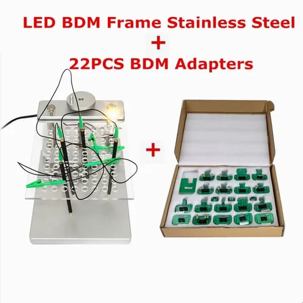 LED BDM-ram, rostfritt stålkonstruktion, 22 st fulla adaptrar., Metall LED BDM RAM