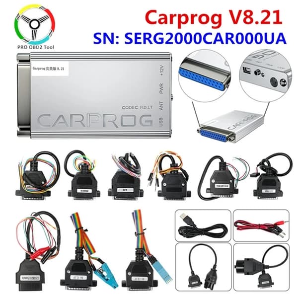 Carprog-ohjelmoija, täydelliset adapterit, autokorjaustyökalu, Carprog V1377