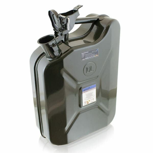 Bituxx 10l metallbeh?llare av st?l med ett set med en solid, l�ckages�ker tratt